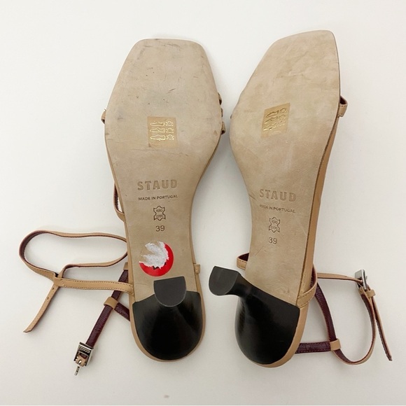 Staud Gita Leather Sandals Kitten Heels - Picture 8 of 9
